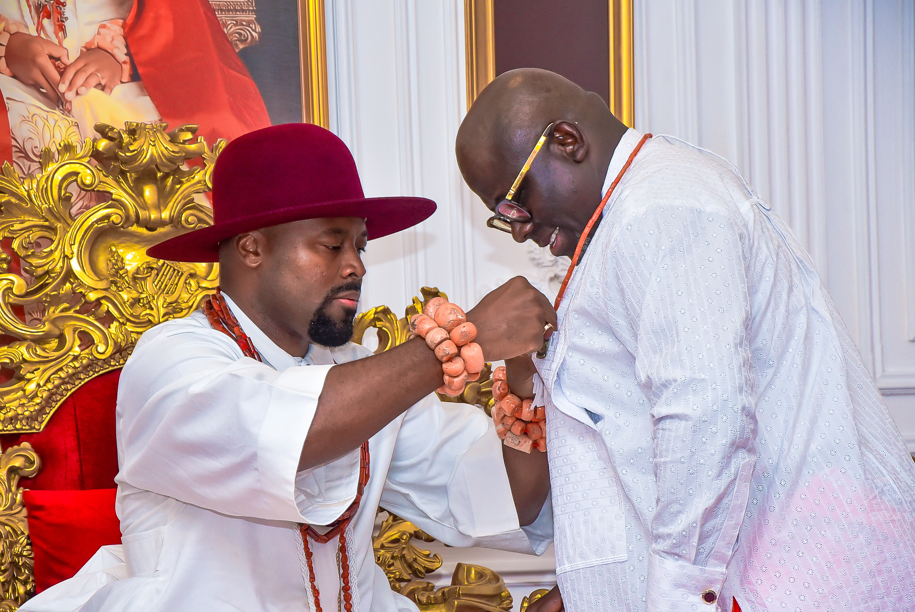 His Majesty confers the prestigious Royal Order of Iwere award on His Excellency Governor Sherriff Oborevwori